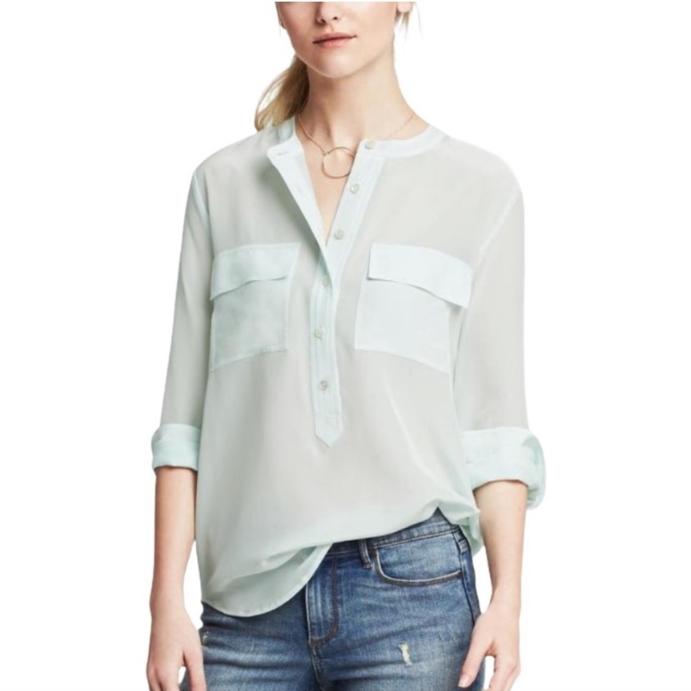 Banana Republic Light Silk Popover Blouse in Mint